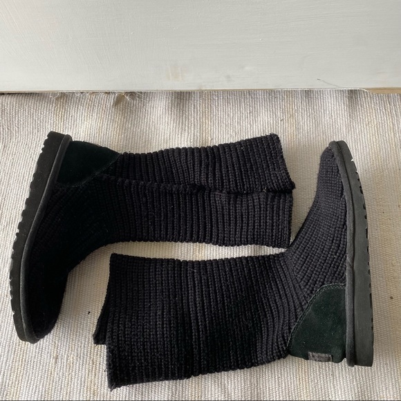 UGG black Classic Cardy knit slouchy convertible boots 6 - Picture 7 of 13